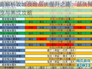 全面解析攻城战姬品质提升之路：品质排行表览与养成攻略