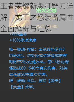 王者荣耀新版打野刀详解：龙王之怒装备属性全面解析与汇总