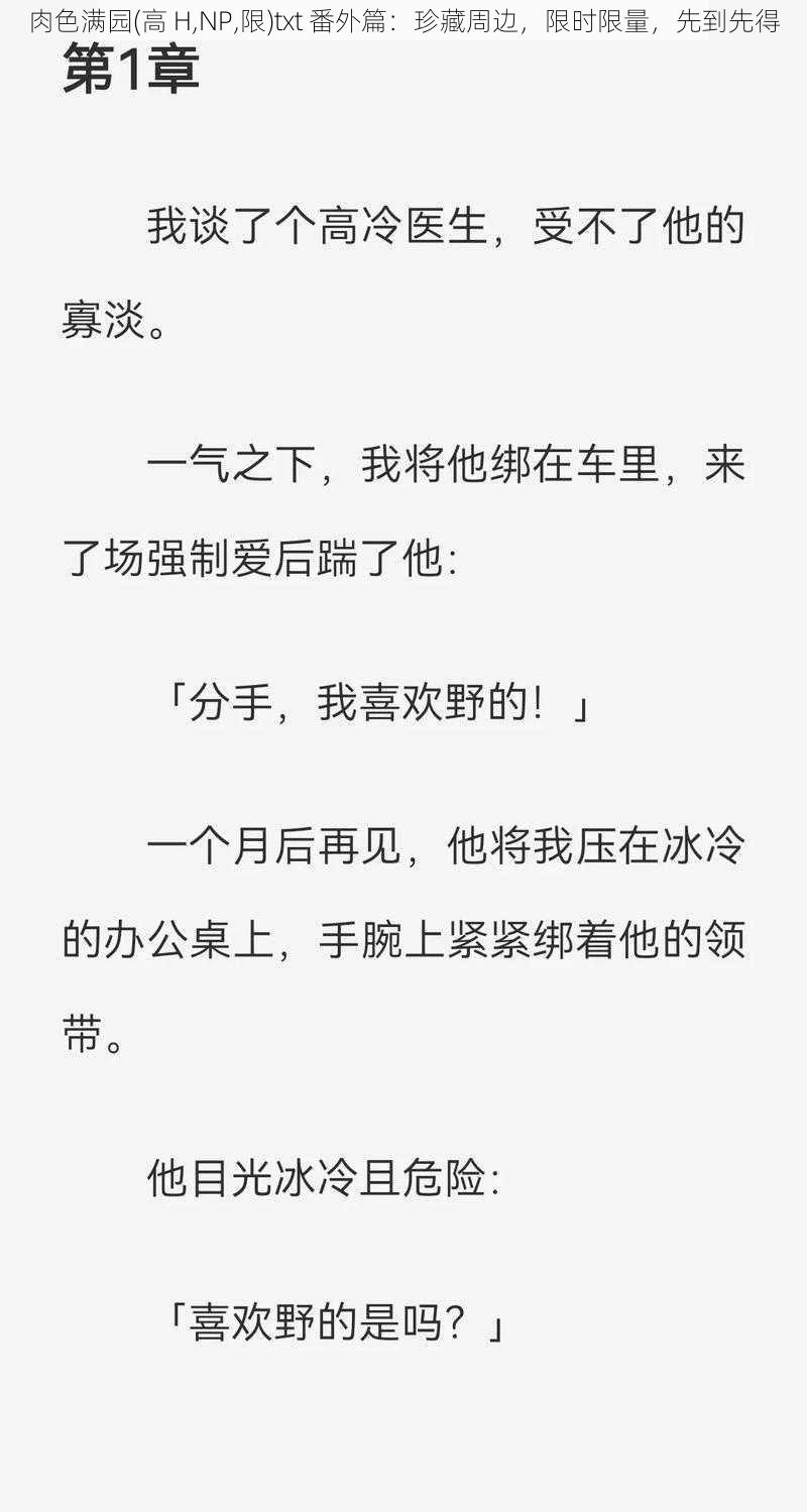 肉色满园(高 H,NP,限)txt 番外篇：珍藏周边，限时限量，先到先得