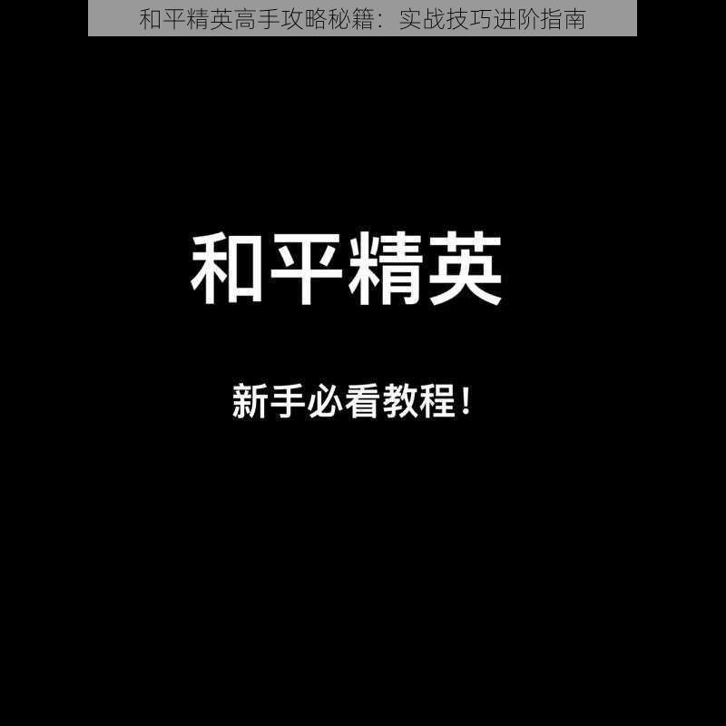 和平精英高手攻略秘籍：实战技巧进阶指南