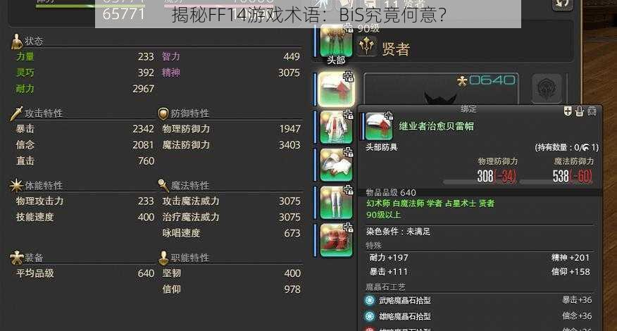 揭秘FF14游戏术语：BiS究竟何意？