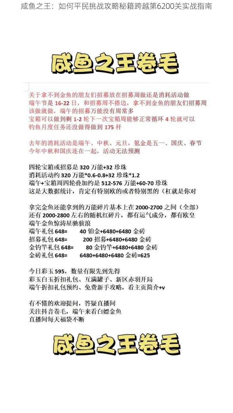 咸鱼之王：如何平民挑战攻略秘籍跨越第6200关实战指南