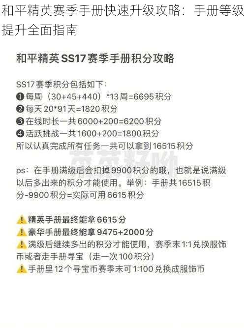 和平精英赛季手册快速升级攻略：手册等级提升全面指南