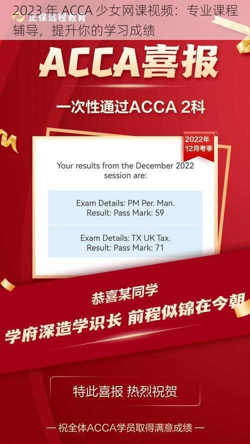 2023 年 ACCA 少女网课视频：专业课程辅导，提升你的学习成绩