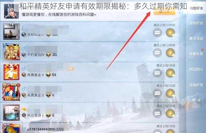 和平精英好友申请有效期限揭秘：多久过期你需知