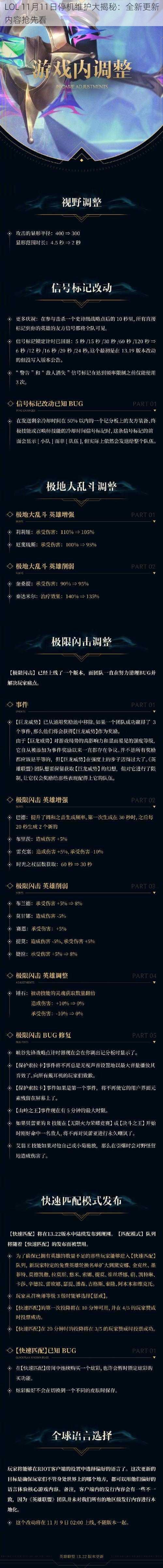 LOL 11月11日停机维护大揭秘：全新更新内容抢先看